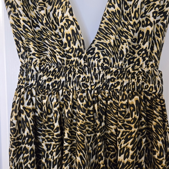 AMERICA & BEYOND Leopard Print Maxi Dress / Coverup With Stretch Waist Size Smal - Picture 4 of 15